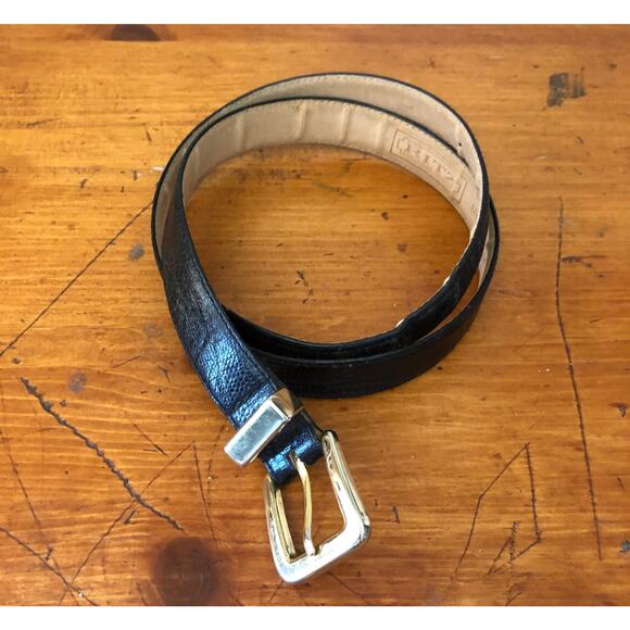 Ritz Accessories Collection Genuine Leather Belt Black Gold Tone Buckle Large - Picture 6 of 16